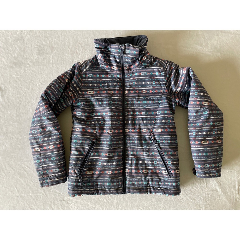 Roxy Kids Ski‎ Snowboard Jacket Girls Size 10/M/M Geometric Print DryFlight 10K